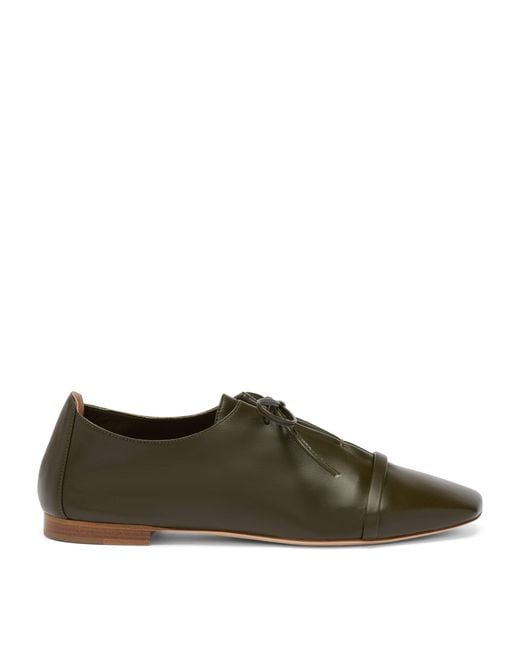 Malone Souliers Green Nappa Leather Lace-Up Jean Flats