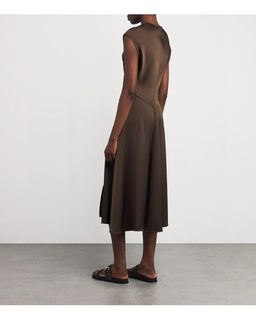 MAX&Co. Brown Satin Flared Midi Dress