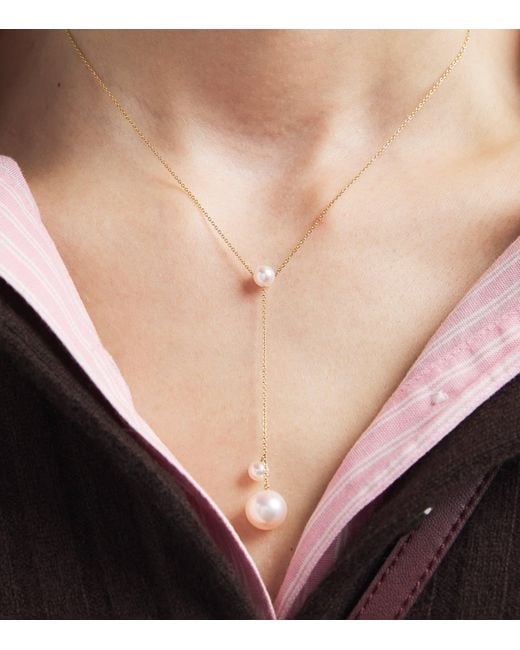 Sophie Bille Brahe Metallic And Pearl Trois Moon Necklace