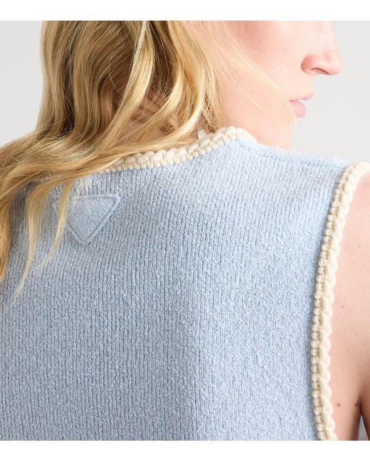 Prada Blue Cotton Bouclé Charm Crop Top