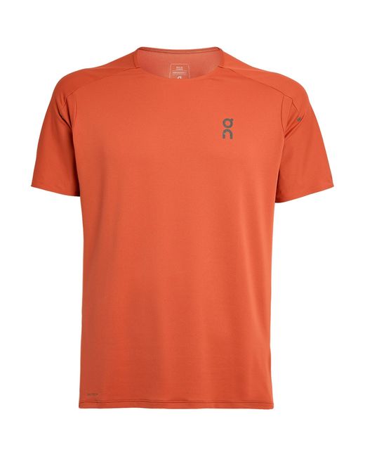 On Shoes Orange Performance-t T-shirt for men