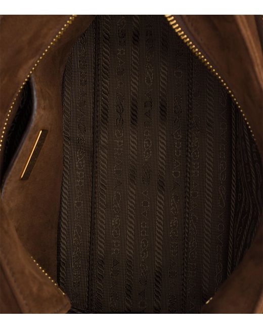 Prada Brown Explore Medium Suede Shoulder Bag