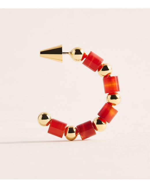 Eddie Borgo Red Plated Carnelian Marcy Hoop Earrings