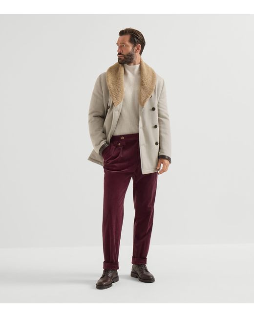 Brunello Cucinelli White Cashmere High-Neck Sweater for men