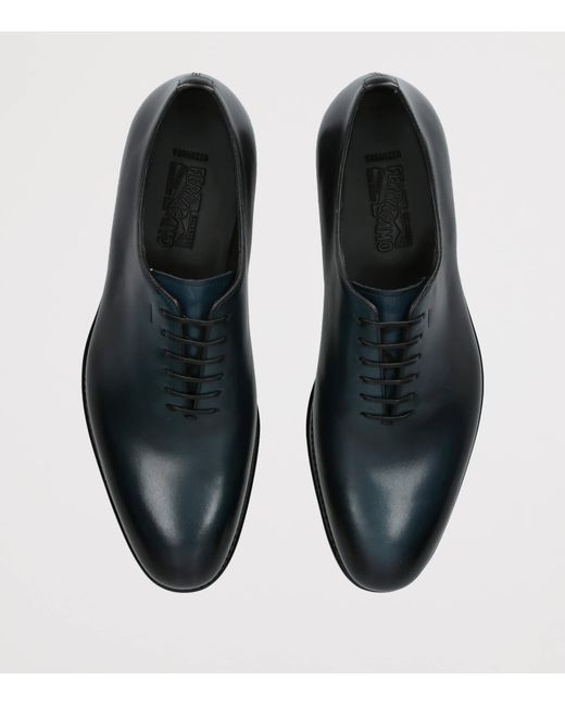 Ferragamo Black Leather Oxford Shoes for men
