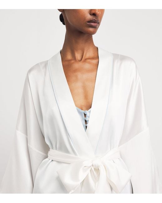 Olivia Von Halle White Mimi Silk Robe