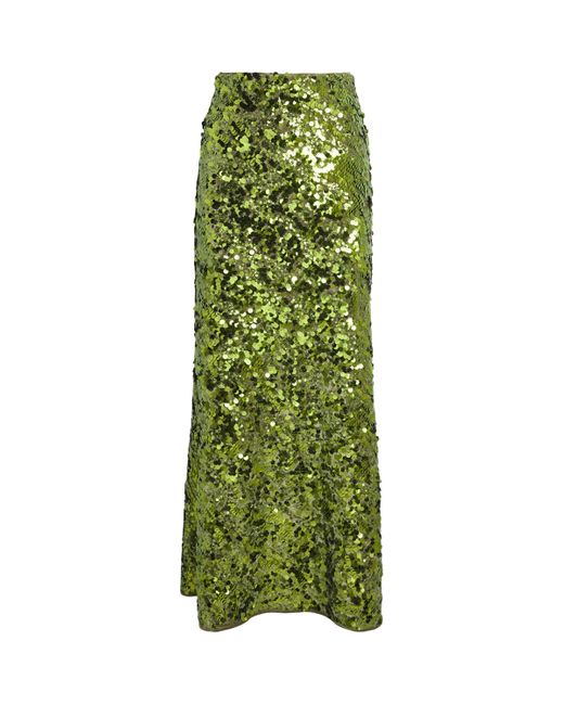 Ganni Green Sequin Maxi Skirt