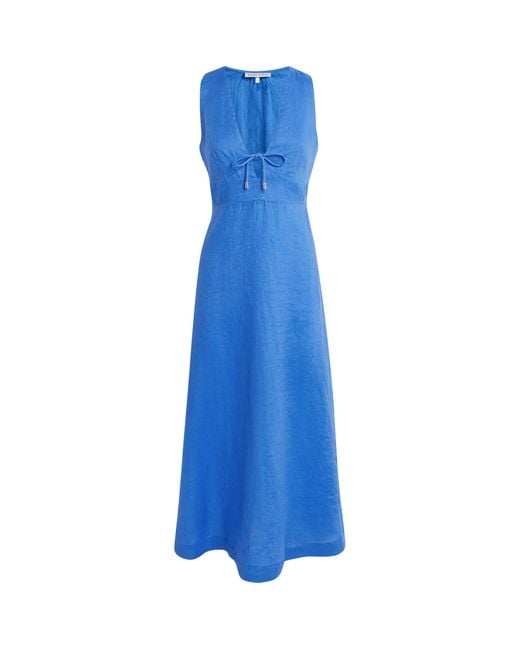 Heidi Klein Blue Linen Skyros Midi Dress