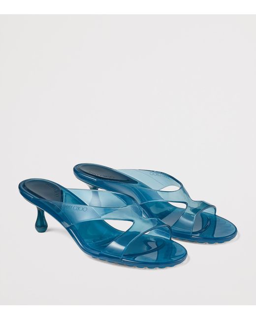 Jimmy Choo Blue Jelly Drop 50 Glitter Heeled Mules