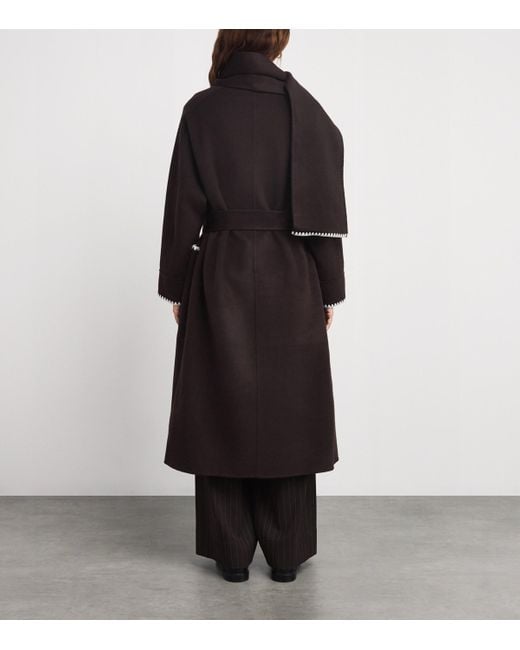 Maje Black Wool-Blend Wrap Coat