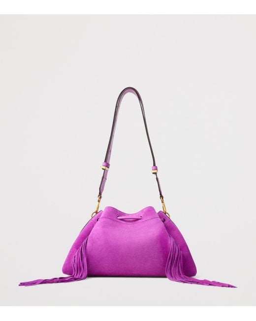 Jimmy Choo Purple Medium Cinch Suede Bucket Bag
