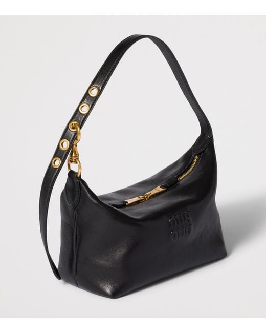Miu Miu Black Small Nappa Leather Spirit Shoulder Bag