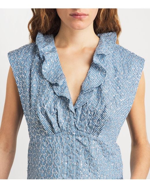 Sandro Blue Sequinned Stripe Top