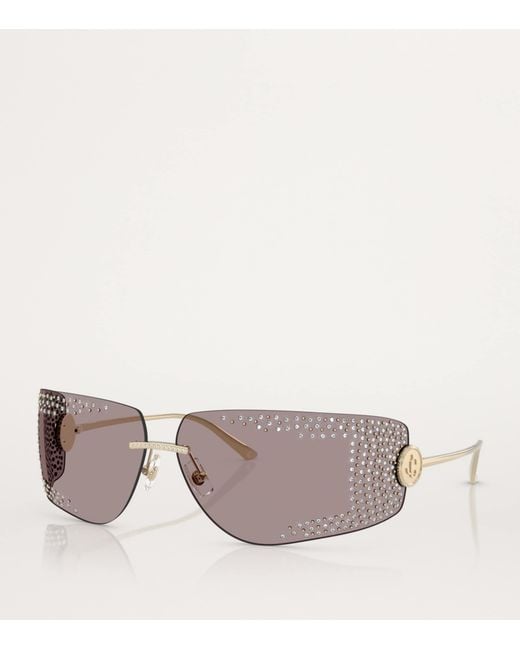 Jimmy Choo Gray Embellished Wire-Frame Sunglasses