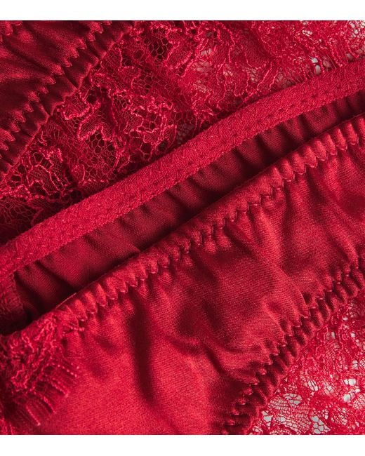 Kiki de Montparnasse Red Stretch-Silk Lace Thong