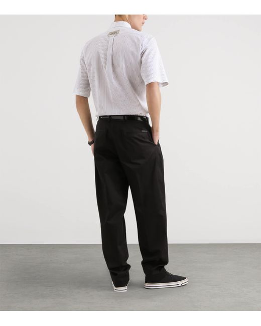 Dolce & Gabbana Black Cotton-Blend Wide-Leg Tailored Trousers for men