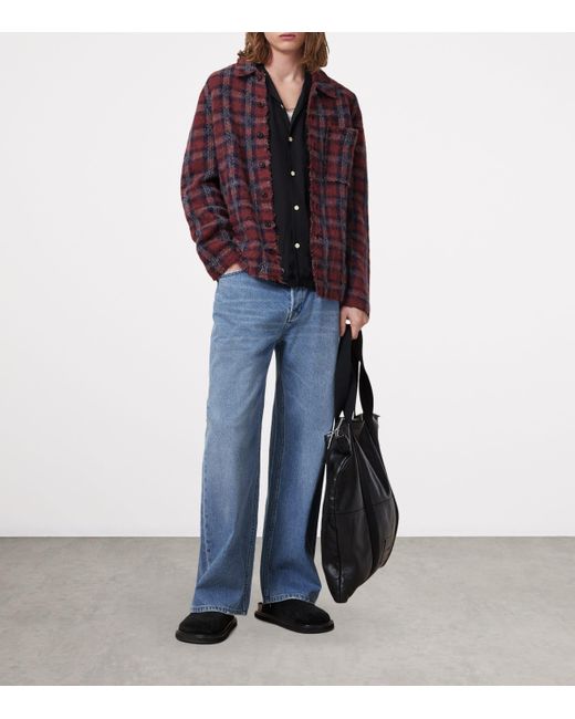 AllSaints Purple Check Austin Cardigan for men