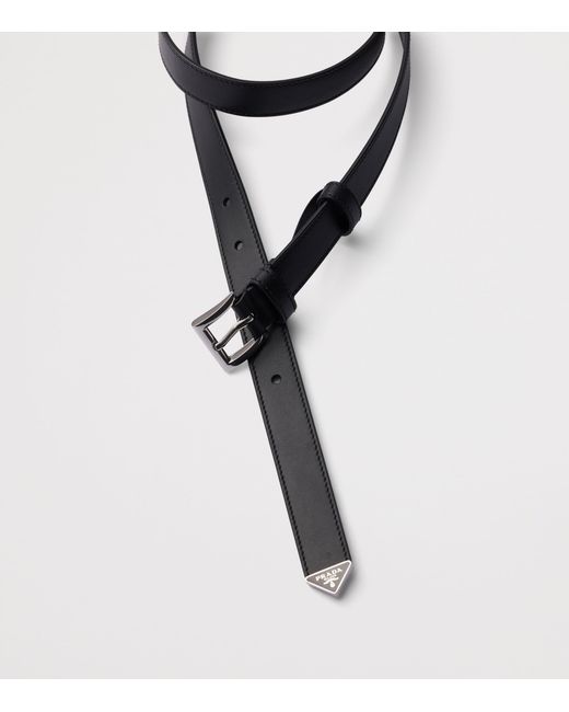 Prada Black Leather Triangle Belt