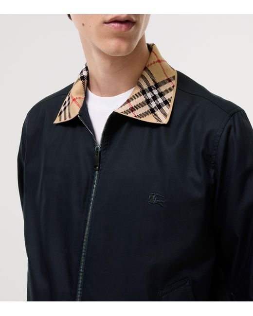 Burberry Black Gabardine Glenfields Harrington Jacket for men