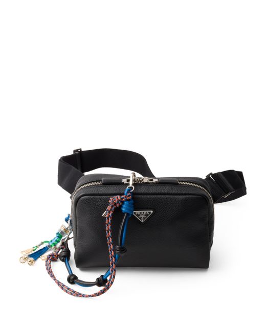 Prada Leather Charm Detail Cross Body Bag in Black for Men Lyst UK