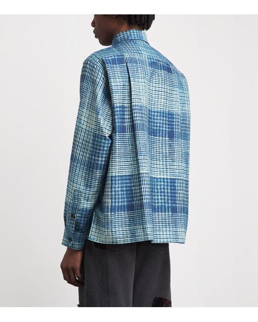 Kartik Research Blue Silk Check Shirt for men