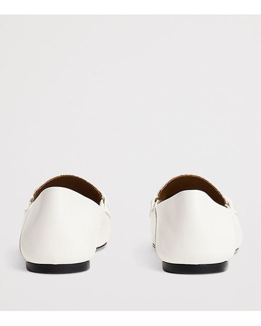 Sandro White Leather Round-Toe Loafers
