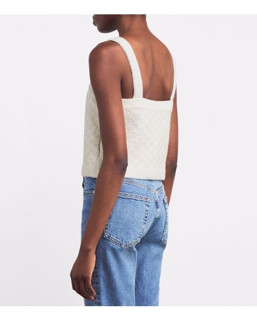 Maje White Tweed-Effect Crop Top