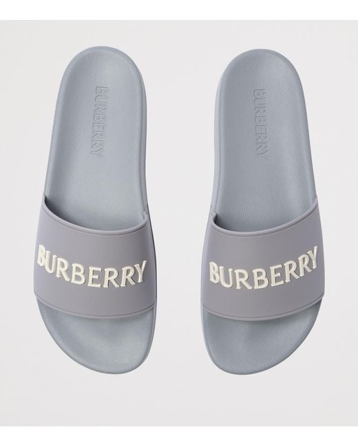 Burberry White Logo Slides for men