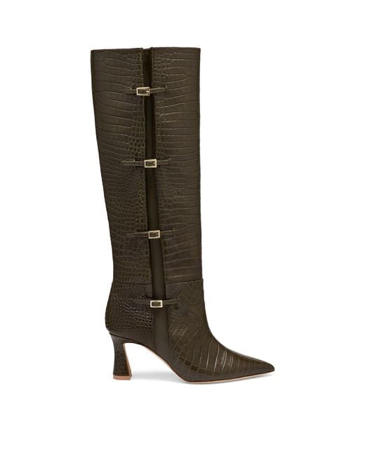 Malone Souliers Green Croc-Embossed Leather Nolan Knee-High Boots 70