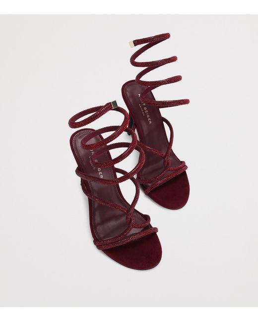 Kurt Geiger Red Embellished Spiral Sandals 90