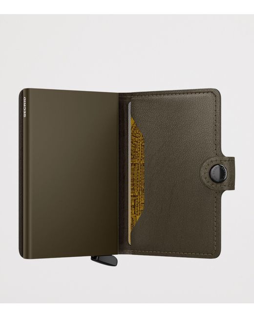 Secrid Green Leather Embossed Lines Miniwallet