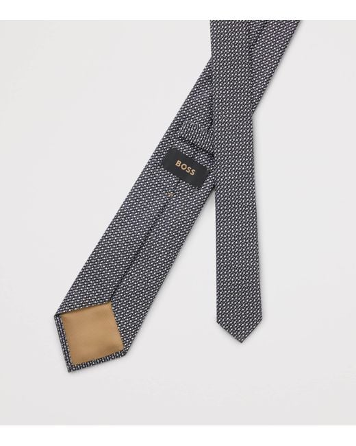 Boss White Silk Jacquard Tie for men