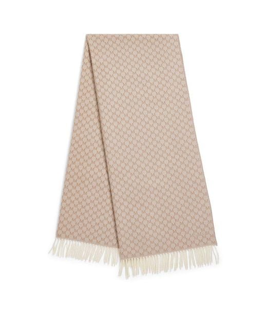 Max Mara Natural Wool Jacquard Scarf