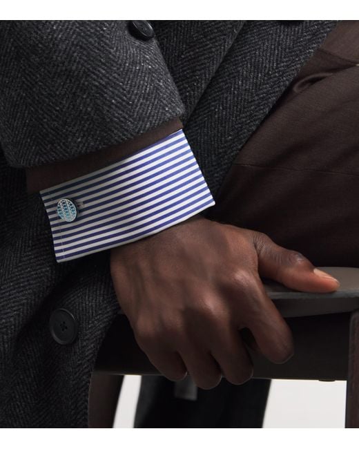 Tateossian Blue Bronze-Plated Cairo Leaf Cufflinks for men