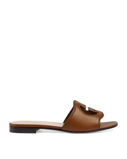 Gucci Leather Interlocking G Sandals in Brown - Save 15% | Lyst Canada