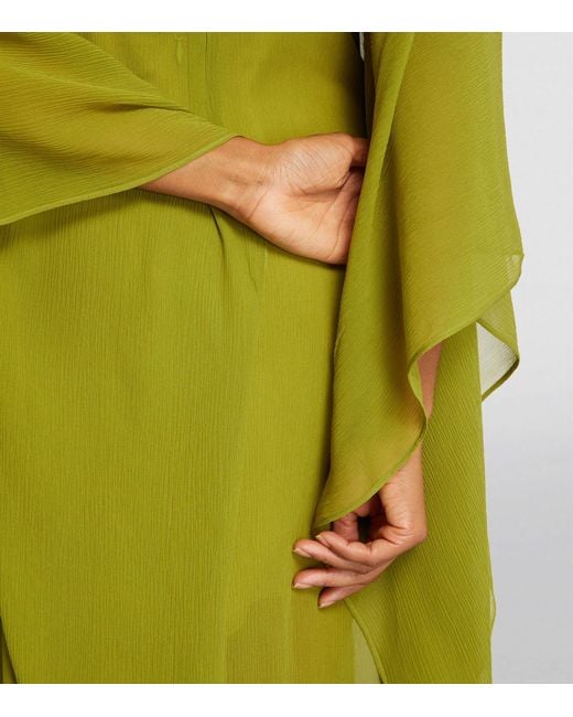 ‎Taller Marmo Green Silk Lanzarote Kaftan Maxi Dress