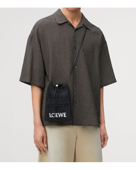 Loewe Black X Paula's Ibiza Raffia Drawstring Pocket Bag