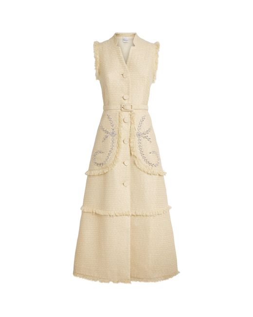 Huishan Zhang Natural Tweed Corinthe Midi Dress