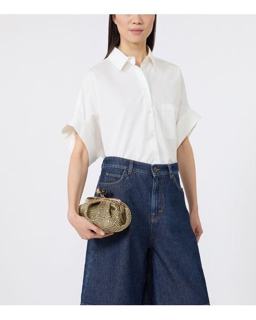 Weekend by Maxmara Metallic Woven Jacquard Pasticcino Clutch Bag