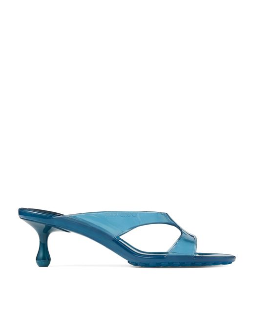 Jimmy Choo Blue Jelly Drop 50 Glitter Heeled Mules