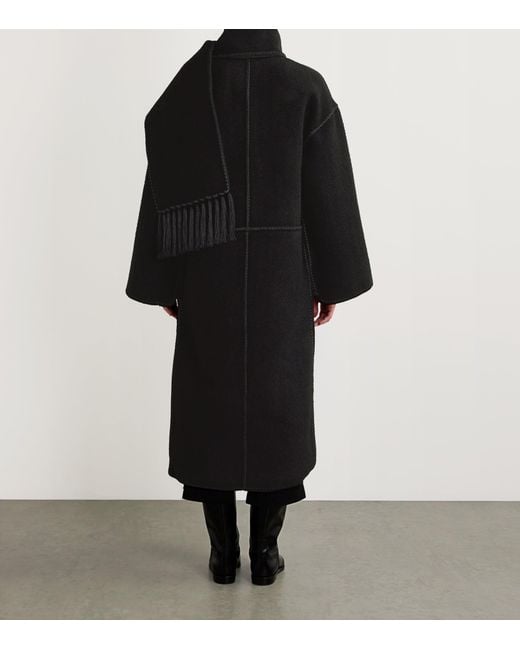 Totême  Black Wool-Blend Scarf Coat