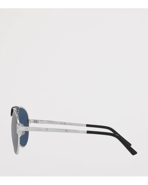 Cartier Blue Metal Ct0034S Aviator Sunglasses for men