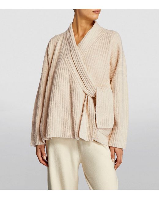 Lauren Manoogian Pima Cotton-blend Ribbed Cardigan in Natural | Lyst