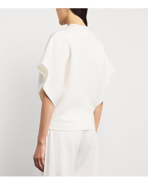 Molli White Virgin Wool Scalloped Sweater Top
