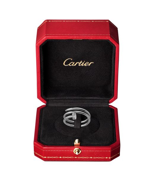 Cartier Metallic White Gold And Diamond Double Juste Un Clou Ring