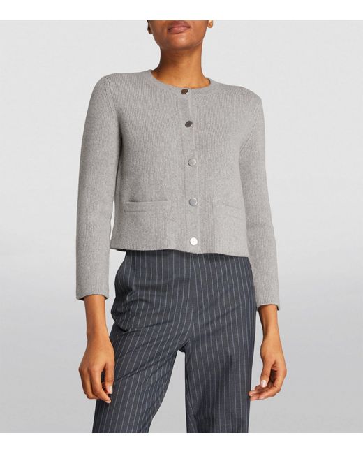 Theory Gray Wool-cashmere Classic Cardigan