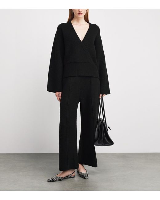 Aeron Black Wool-Blend Wrap Sweater