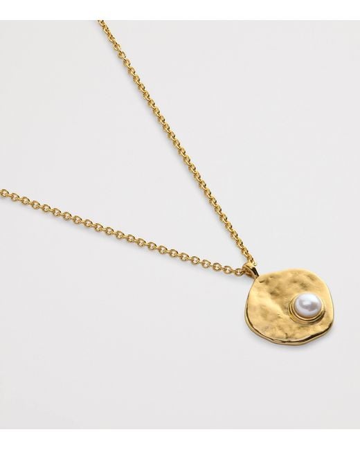 Monica Vinader Metallic Vermeil And Pearl Capri Disc Necklace