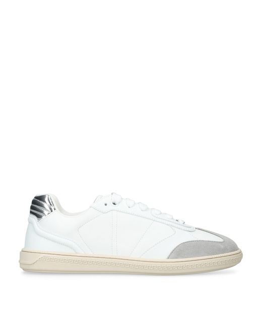 Versace White Leather Low-Top Sneakers for men