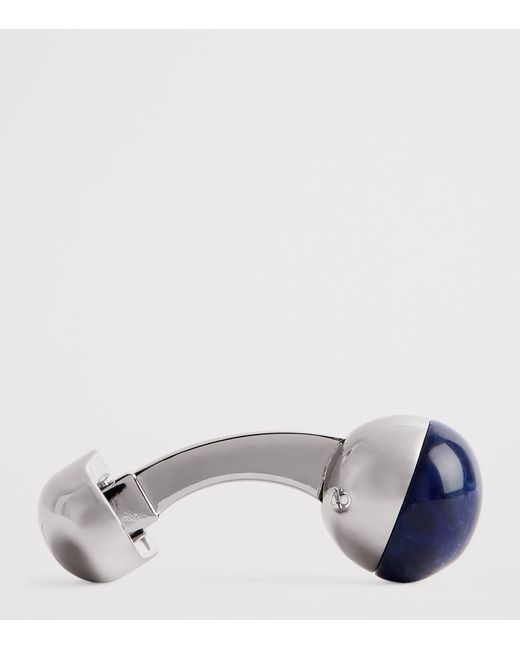 Babette Wasserman Blue Rhodium-Plated Sodalite Power Orb Cufflinks for men